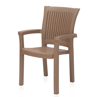 Nilkamal Platinum Premium Plastic Arm Chair (Rattan Dark Beige) - Slight Side View-2
