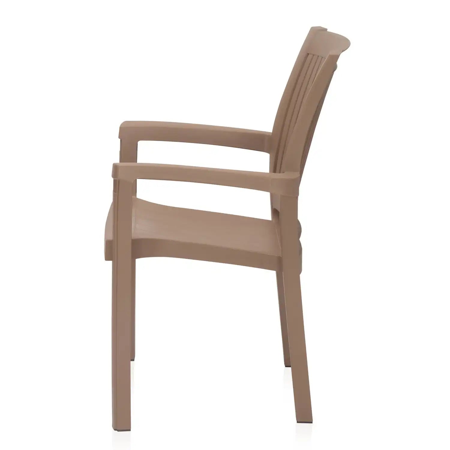 Nilkamal Platinum Premium Plastic Arm Chair (Rattan Dark Beige) - Side View