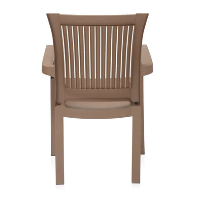 Nilkamal Platinum Premium Plastic Arm Chair (Rattan Dark Beige) - Back View