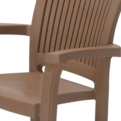 Nilkamal Platinum Premium Plastic Arm Chair (Rattan Dark Beige) - Armrest Close-up View