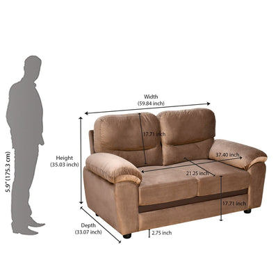 Nilkamal Rebecca Fabric 2 Seater Sofa (Brown)