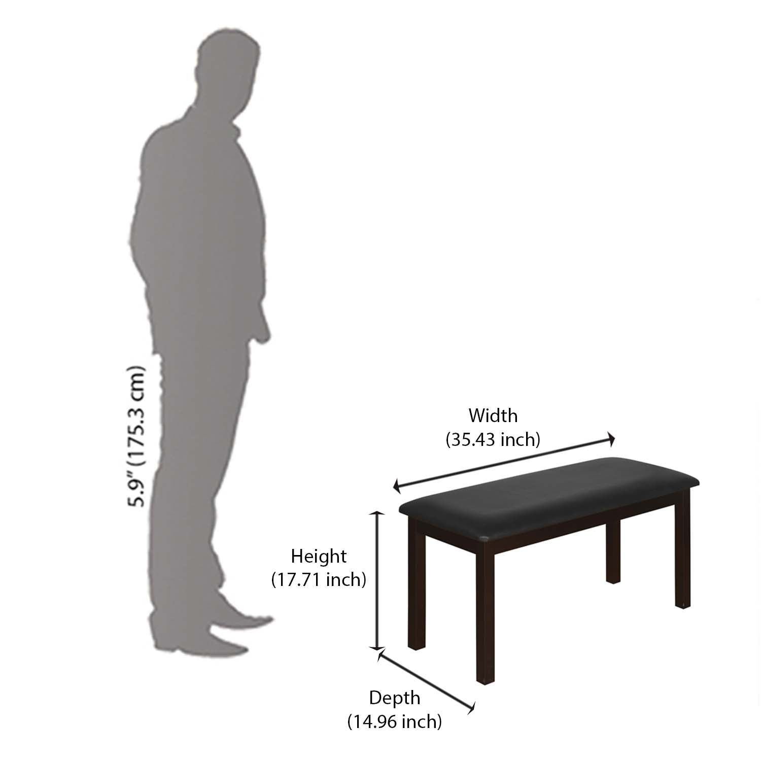 Nilkamal Ridge Multi Use Medium Sitting Bench for Living Room | Dining Room (Dark Cappuccino)