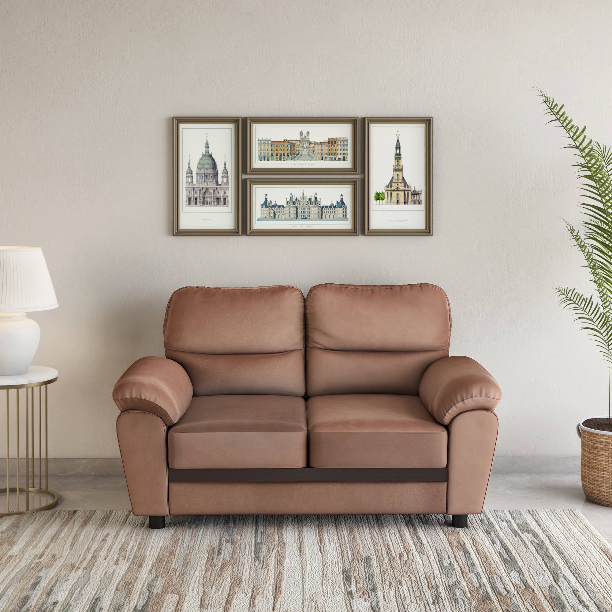 Nilkamal Rebecca Fabric 2 Seater Sofa (Brown)