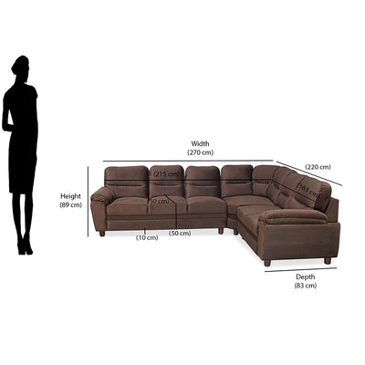 Nilkamal Rebecca Velvet Corner Sofa (Choco Brown)