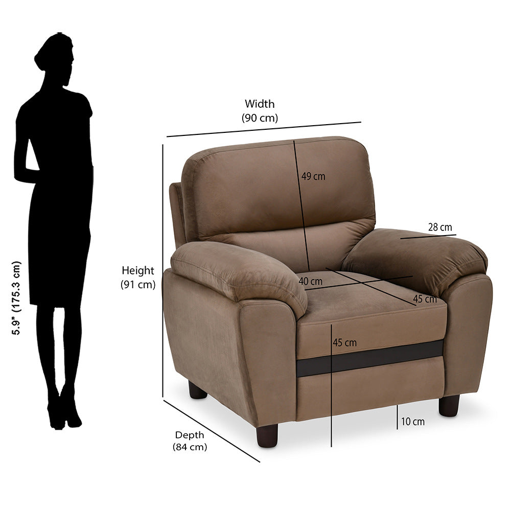 Nilkamal Rebecca 1 Seater Velvette Sofa (Brown)