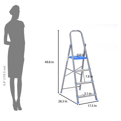 Nilkamal Rise 4 Step Steel Ladder (Grey)