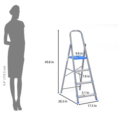 Nilkamal Rise 4 Step Steel Ladder (Grey)