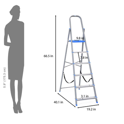 Nilkamal Rise 6 Step Steel Ladder (Grey)