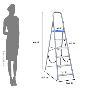 Nilkamal Rise 6 Step Steel Ladder (Grey)