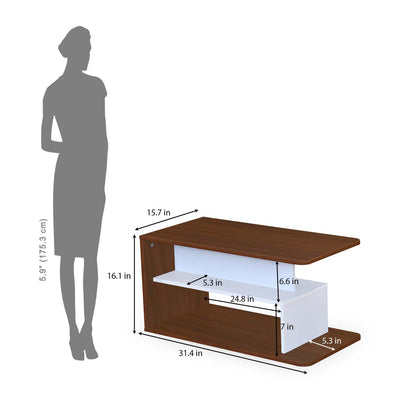 Nilkamal Sara Center Table (Classic Walnut & White)