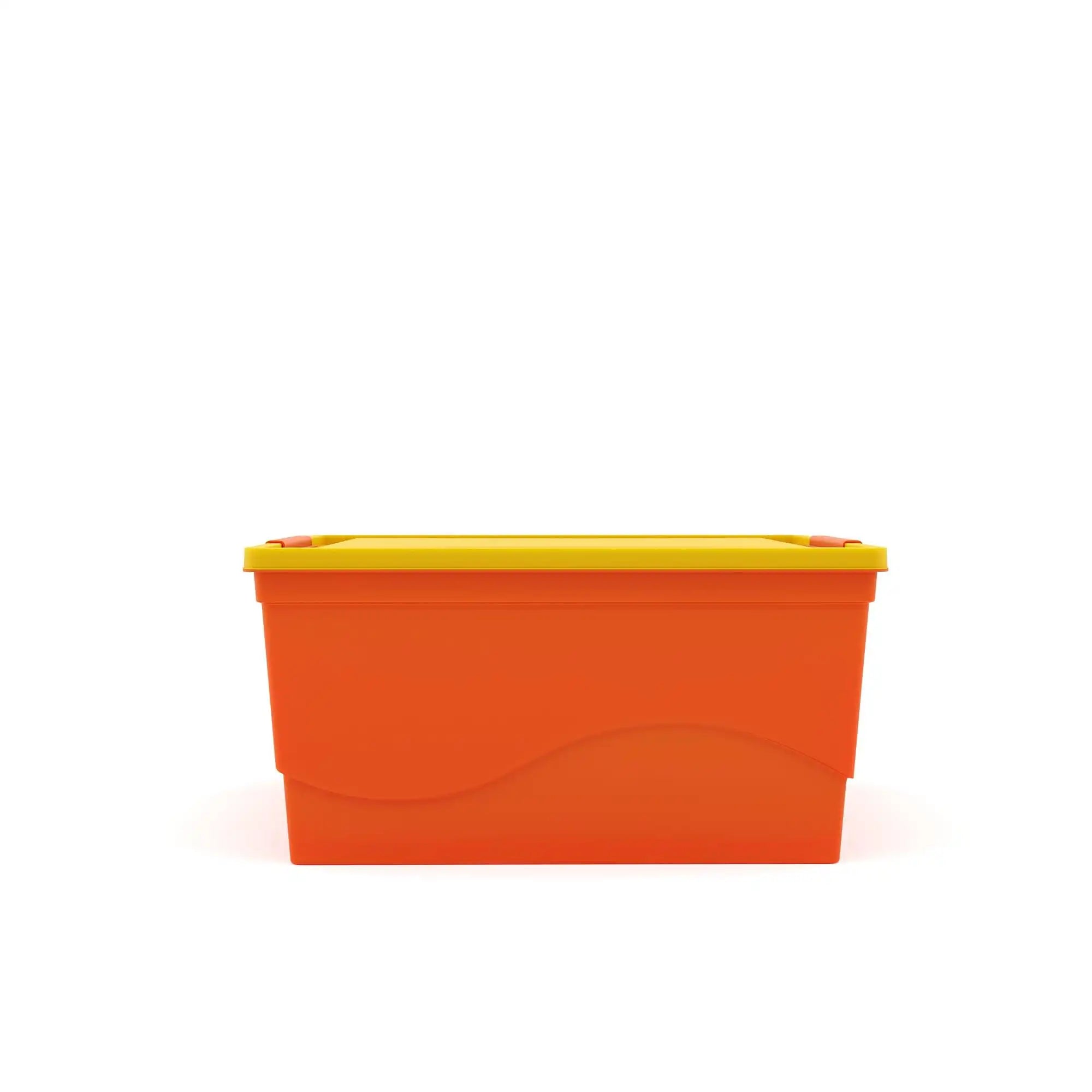 Nilkamal 50 Litre Multipurpose Storage Box with Lid (Orange and Yellow) - Front View