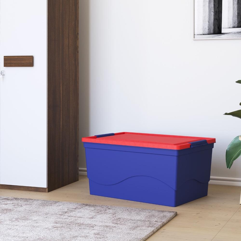 Nilkamal 50 Litre Multipurpose Storage Box with Lid (Blue and Red)