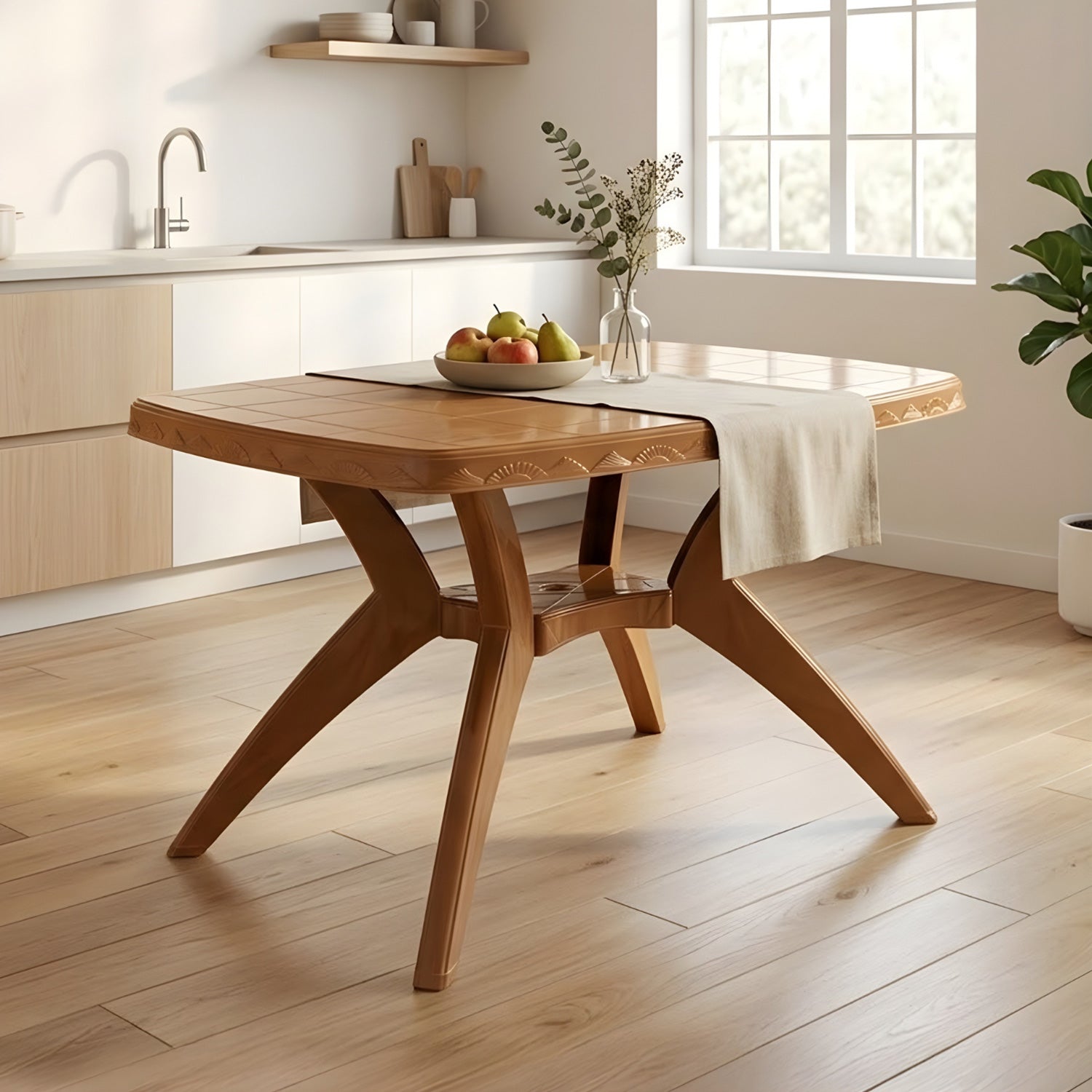 Buy Nilkamal Shahenshah Kross Legged Table (Pear Wood) Online In India