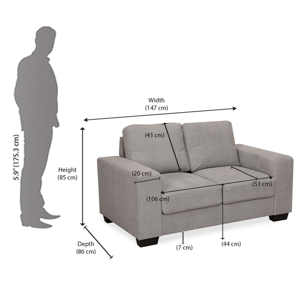 Nilkamal Shirley 2 Seater Sofa (Grey) - Nilkamal Furniture