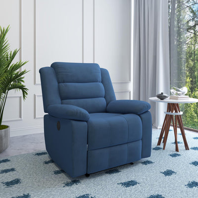 Nilkamal Sierra 1 Seater Electric Recliner Sofa (Blue)