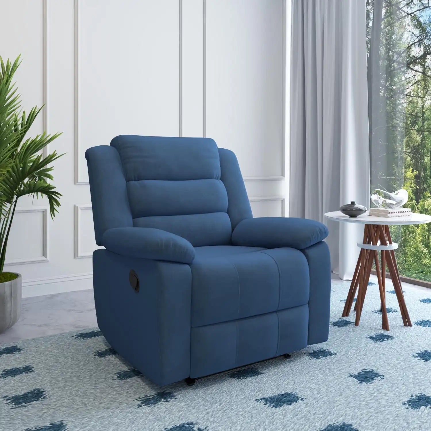 Nilkamal Sierra 1 Seater Manual Recliner Sofa (Blue)