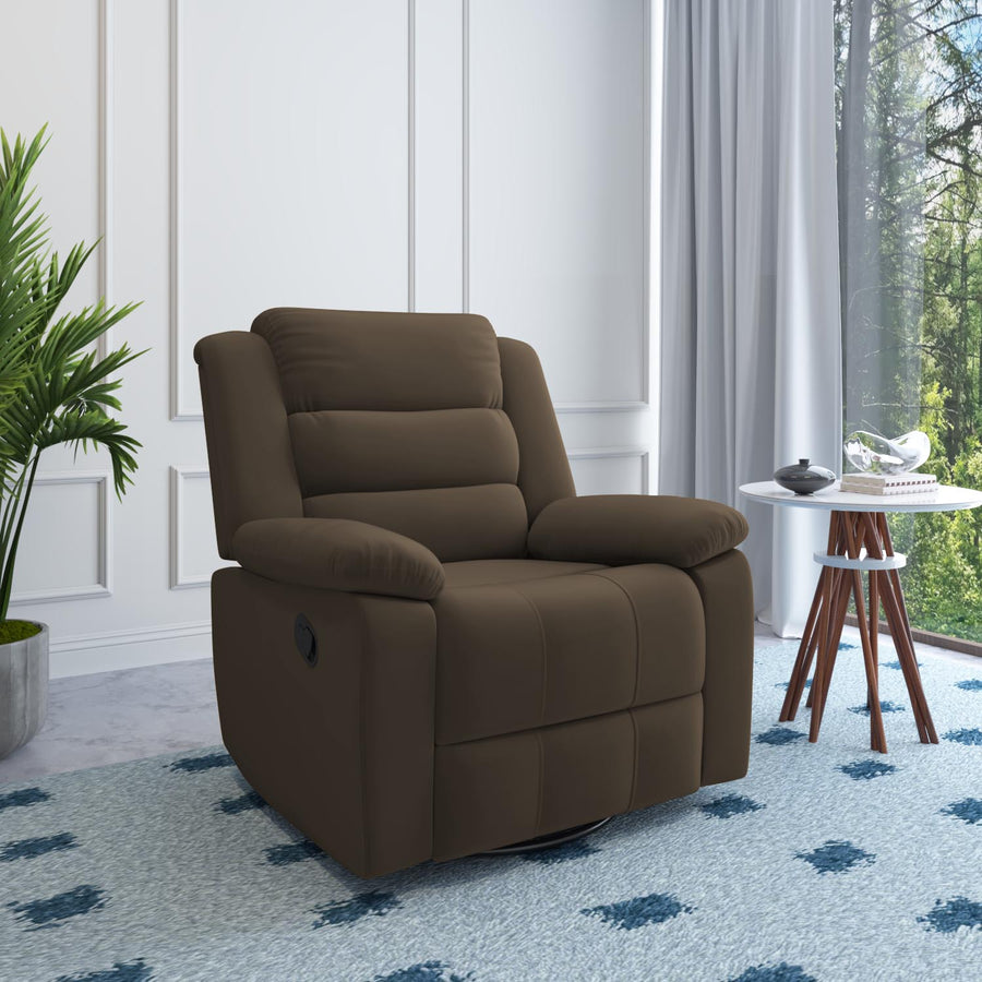 Nilkamal Sierra 1 Seater Rocker & Swivel Recliner Sofa (Brown)