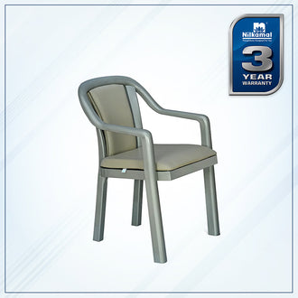Nilkamal Signature Chair with with Metallic Look and Light Beige Cushion