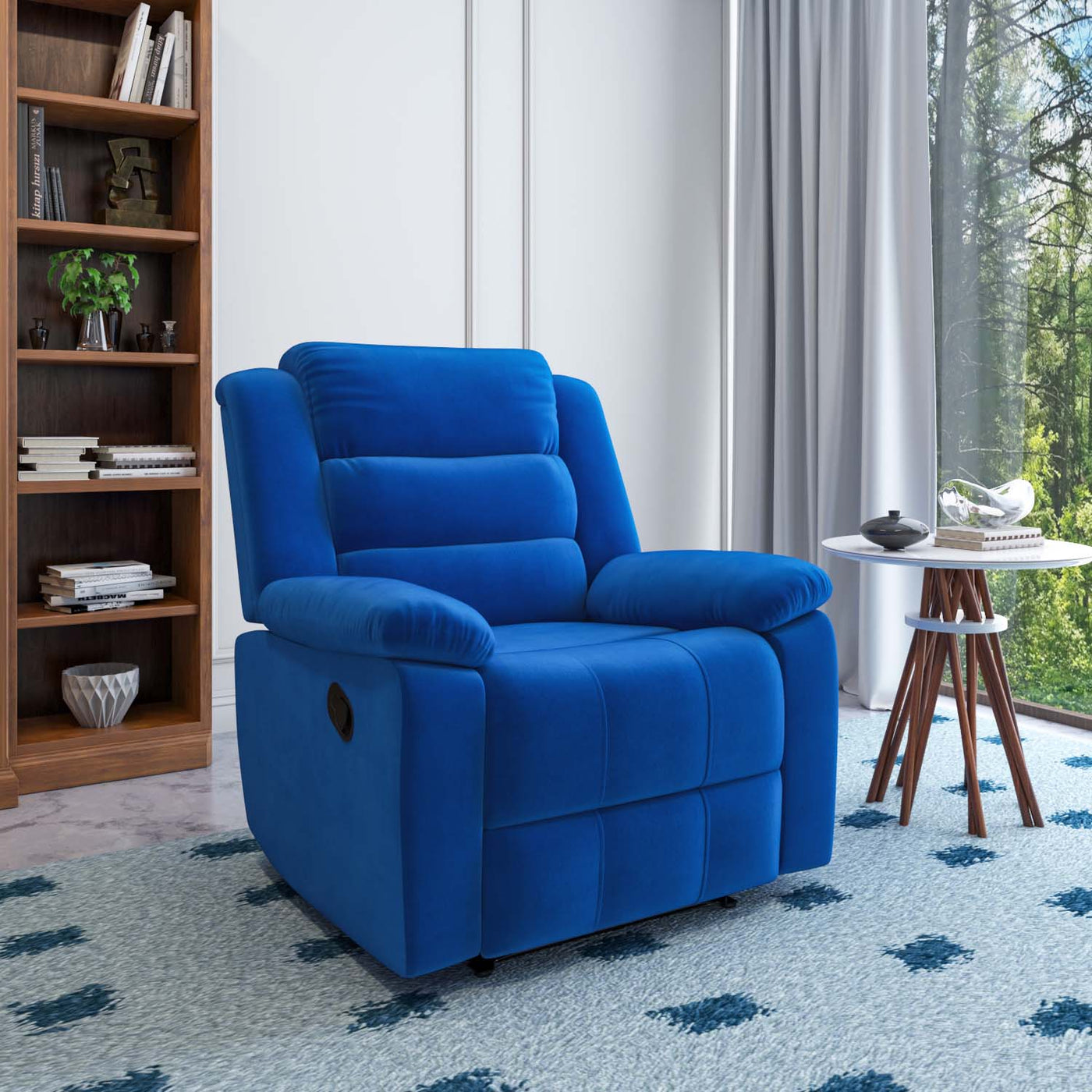 Nilkamal Sierra 1 Seater Manual Recliner Sofa (Blue)