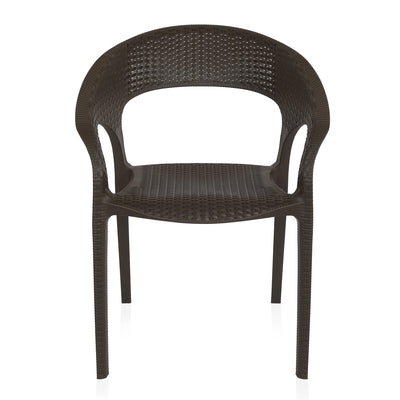 Nilkamal Club Chairs and Mystique Glass Top Coffee Table Plastic Outdoor Set (Season Rust Brown)
