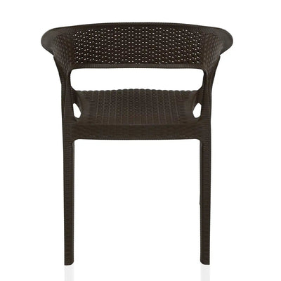 Nilkamal Club Chairs and Mystique Glass Top Coffee Table Plastic Outdoor Set (Season Rust Brown)