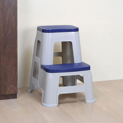 Nilkamal Step Stool 31 (Silk Grey /  Cobalt Blue)