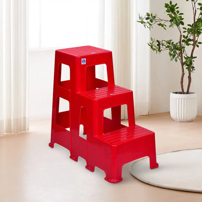 Nilkamal Kick Plastic Step Stool Red - Product Main View
