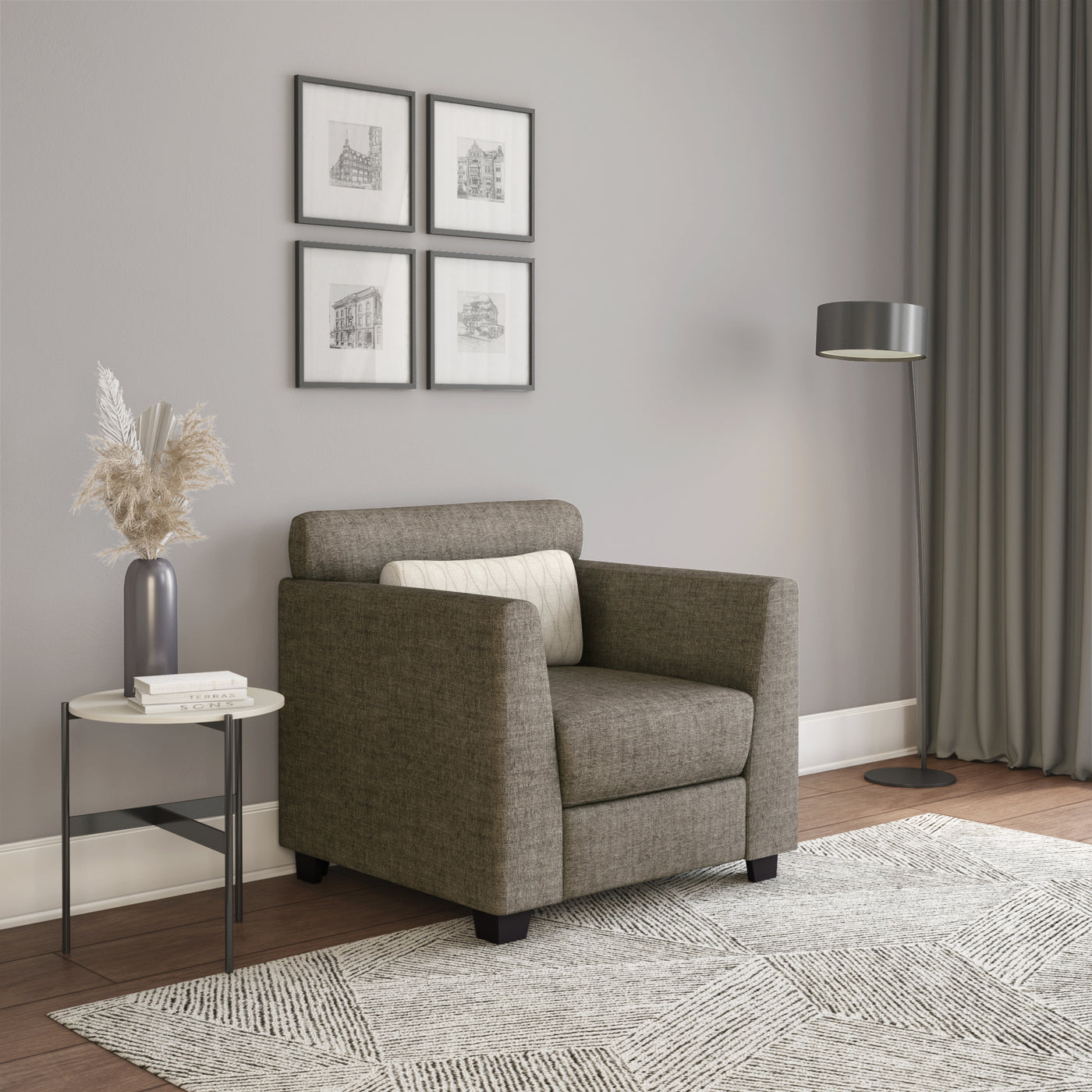 Nilkamal Svelte Plus 1 Seater Sofa with Cushion (Dark Brown)