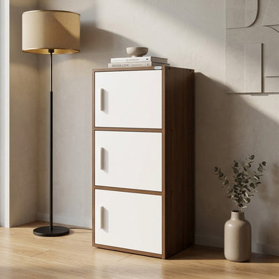Nilkamal Sear 3 Tier Storage Cabinet (Classic Walnut & White)