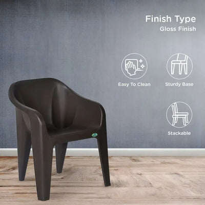 Nilkamal Eeezy Go Plastic Chair Season Rust Brown – Side Angle-1
