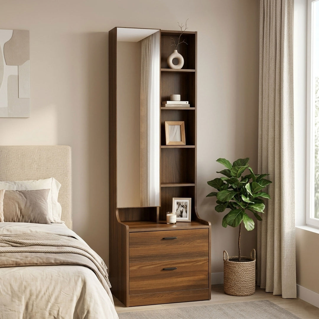 dresser with mirror Buy Nilkamal Serra (Walnut) Online In India giftguide:original-playmaker Style:Style D Pastel Yellow Mesh Multiway