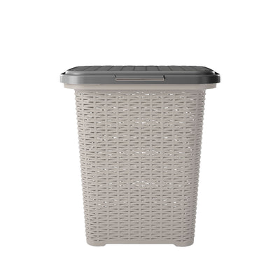Nilkamal Elegance Laundry Basket 50 Litre with Lid  (Silky Grey & Charcoal Grey)