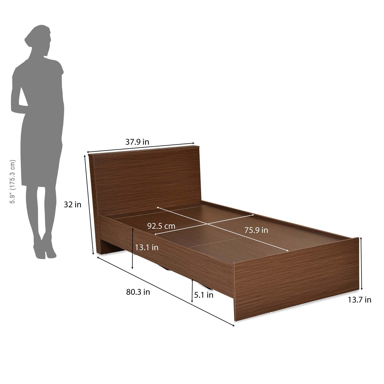 Nilkamal Arthur Plus Single Bed (Legno Oak Dark)
