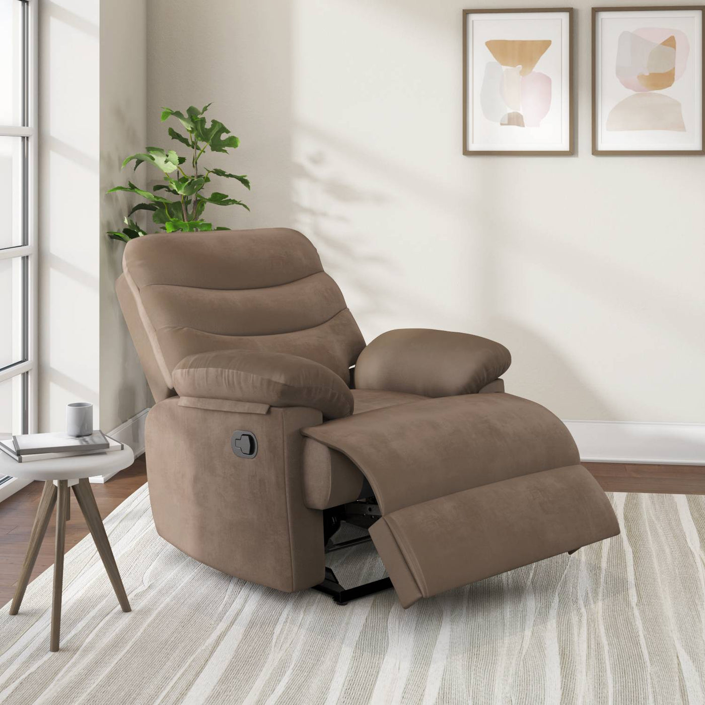 Nilkamal Skelton 1 Seater Manual Recliner Sofa (Brown)