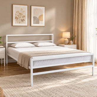Nilkamal Striker Metal Queen Bed (White)