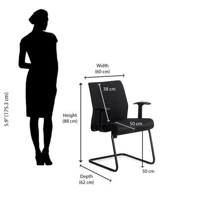 Nilkamal Thames Visitor Fabric Chair (Black)