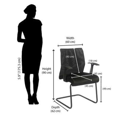 Nilkamal Thames Visitor Mesh Chair (Black)