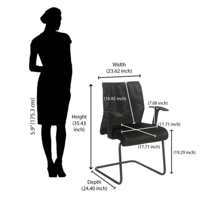 Nilkamal Thames Visitor Mesh Chair (Black)