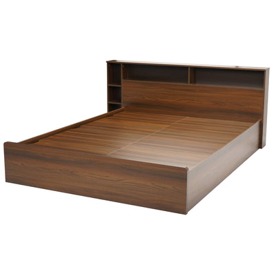 Nilkamal Torrie King Bed With Headboard & Box Storage (Classic Walnut)