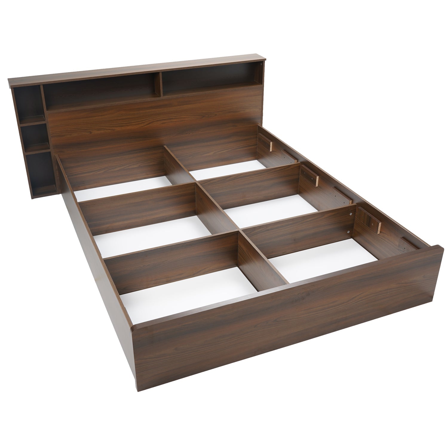 Nilkamal Torrie King Bed With Headboard & Box Storage (Classic Walnut)