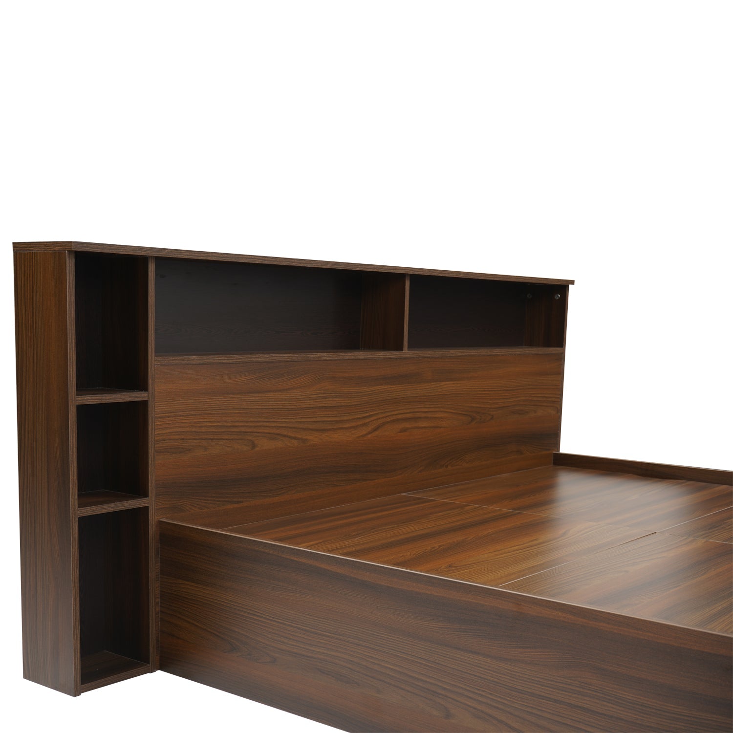 Nilkamal Torrie Queen Bed With Headboard & Box Storage (Classic Walnut)