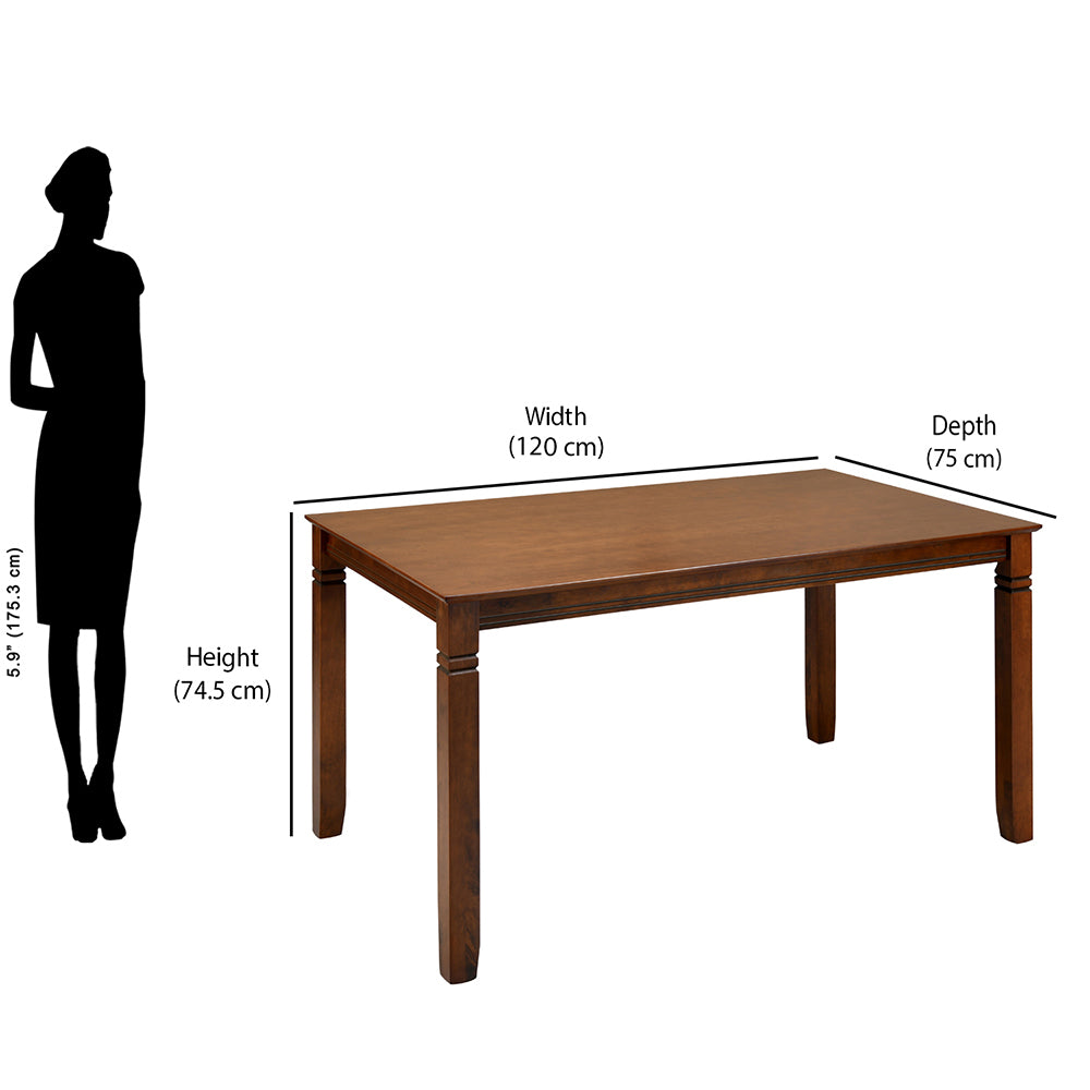 Nilkamal Rover 4 Seater Dining Table (Walnut Brown)
