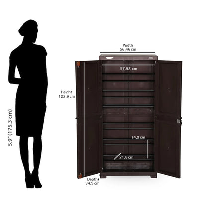 Nilkamal Freedom Large 18 (FMSC18) Shoe Rack Plastic Cabinet (Weather Brown)