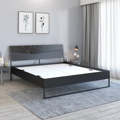 Nilkamal Urbenia Engineered Wood Without Storage King Bed (Black)