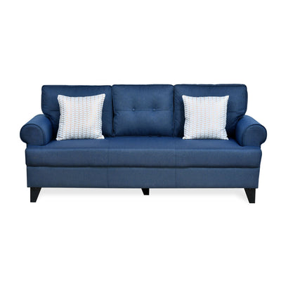 Nilkamal Velma 3 Seater Fabric Sofa with Cushion (Blue)