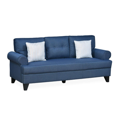 Nilkamal Velma 3 Seater Fabric Sofa with Cushion (Blue)