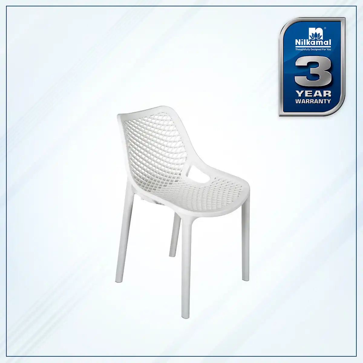 Nilkamal Vento Chair (Milky White) - Slight Side View