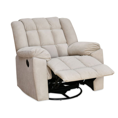 Nilkamal Vivo 1 Seater Fabric Manual Rocker & Swivel Recliner (Beige)