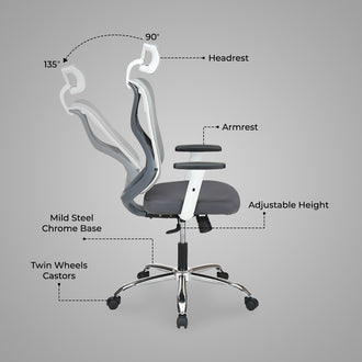 Nilkamal Verona High Back Office Chair (White & Grey)