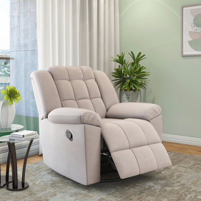 Nilkamal Vivo 1 Seater Fabric Manual Rocker & Swivel Recliner (Beige)